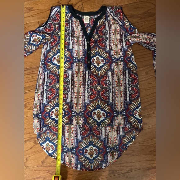 Faded Glory red/blue OS open shoulder blouse M - Picture 10 of 10